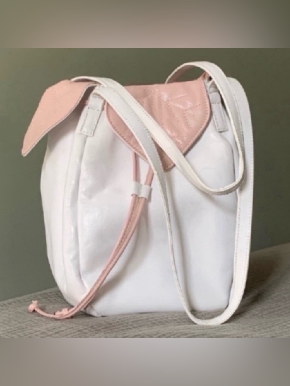 Made in Italy Paolo Masi White Pink Leaf Leather Purse